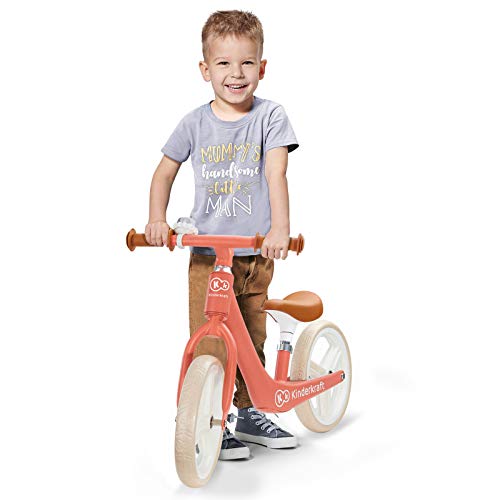 Kinderkraft Bicicleta sin Pedales FLY PLUS, Ligera, Asiento ajustable, Retro, Coral