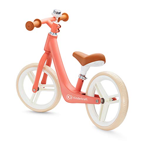 Kinderkraft Bicicleta sin Pedales FLY PLUS, Ligera, Asiento ajustable, Retro, Coral