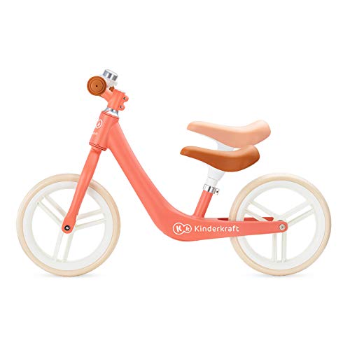 Kinderkraft Bicicleta sin Pedales FLY PLUS, Ligera, Asiento ajustable, Retro, Coral