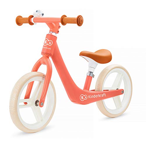 Kinderkraft Bicicleta sin Pedales FLY PLUS, Ligera, Asiento ajustable, Retro, Coral