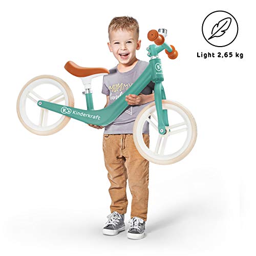 Kinderkraft Bicicleta sin Pedales FLY PLUS, Ligera, Asiento ajustable, Retro, Verde