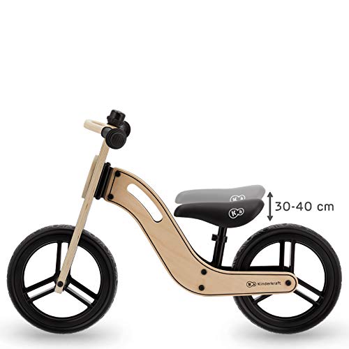 Kinderkraft Bicicleta sin Pedales UNIQ, Ligera, de Madera, 2+ Años, Negro