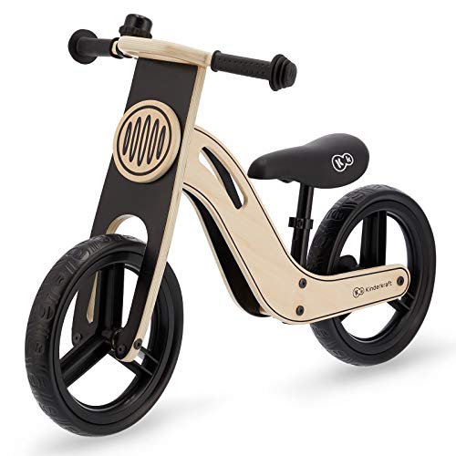 Kinderkraft Bicicleta sin Pedales UNIQ, Ligera, de Madera, 2+ Años, Negro