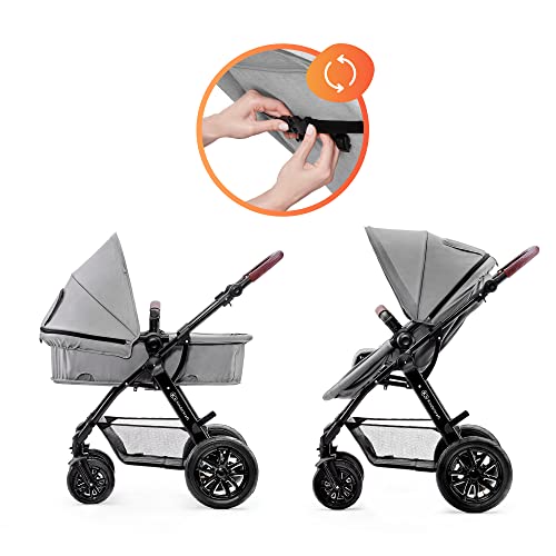 Kinderkraft Carrito Bebé 3 Piezas MOOV, Silla Paseo, Silla Coche, Plegable, Gris