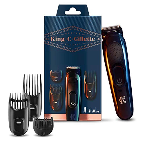 King C. Gillette Recortadora de Barba y Cortapelos Inalámbrica Hombre con Cuchillas de Larga Duración + 3 Peines Intercambiables, Regalos Originales para Hombre