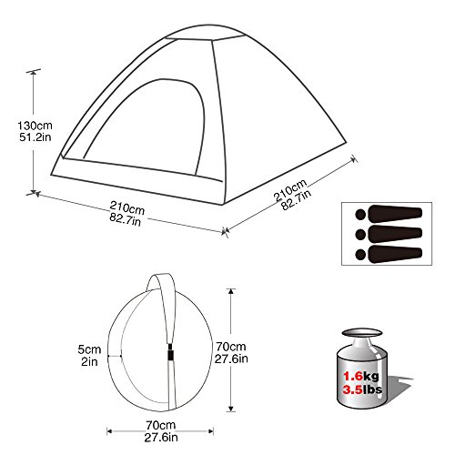 KingCamp Tienda de campaña Modena Festival Tienda de cúpula Impermeable emergente Ligera para 3 Personas con Ventanas de Malla Transpirable