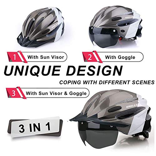 KINGLEAD Casco de Bicicleta con Luz LED Unisex Casco de Bicicleta Protegido para Carreras de Ciclismo Skateboarding al Aire Libre Seguridad Superligero Ajustable con Certificado CE