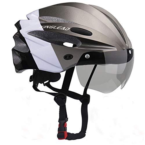 KINGLEAD Casco de Bicicleta con Luz LED Unisex Casco de Bicicleta Protegido para Carreras de Ciclismo Skateboarding al Aire Libre Seguridad Superligero Ajustable con Certificado CE