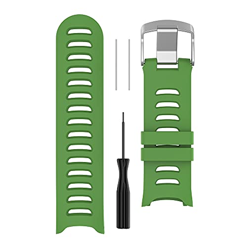 KINOEHOO Correas para relojes Compatible con Garmin Forerunner 610 Pulseras de repuesto.Correas para relojesde silicona.(verde)