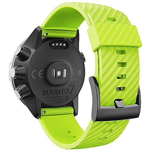 KINOEHOO Correas para relojes Compatible con Suunto 7/9/9 baro/D5/spartan sport Pulseras de repuesto.Correas para relojesde silicona.(verde)