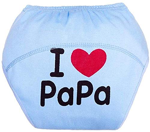 KIRALOVE - Bragas de aprendizaje - Impermeable - Lavable - Niño - Bebés - Pañal - Culote - Femenino - Masculino I Love Papa Azul 12-18 Meses