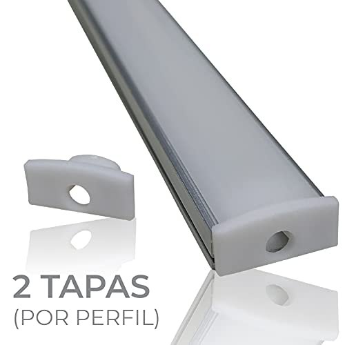 Kit 4x Perfil de Aluminio para Tira Led. Tapa Translucida. Incluye Tapones de extremos y Pestañas de Fijacion, 0 W, 1 metro, 4