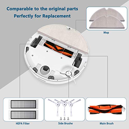 Kit de Accesorios para Xiaomi Aspirador Roborock S50 S51 S55 S5 S6 Xiaomi Mi Robot, Cepillo Principal, Cepillo Lateral, Filtro HEPA, Paños de fregona, Tanque de Agua Filtro, Herramienta de Limpieza