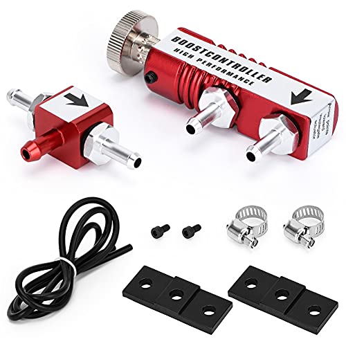 Kit de Controlador Turbo Boost Manual,MoreChioce 1-30PSI Ajustable F Manual Boost Controller Universal Car Auto Turbo Boost Controller Kit Accesorios de Turbocompresor Rojo