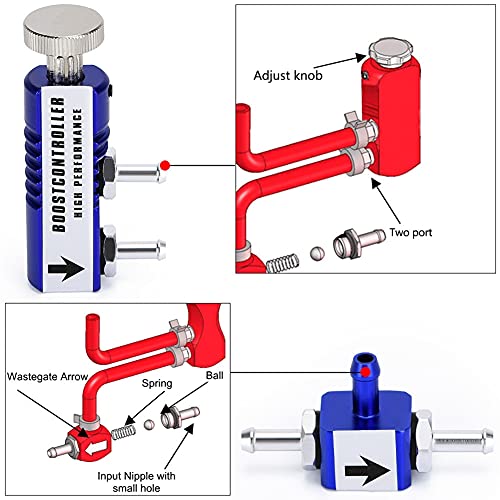 Kit de Controlador Turbo Boost Manual,MoreChioce 1-30PSI Ajustable F Manual Boost Controller Universal Car Auto Turbo Boost Controller Kit Accesorios de Turbocompresor Rojo