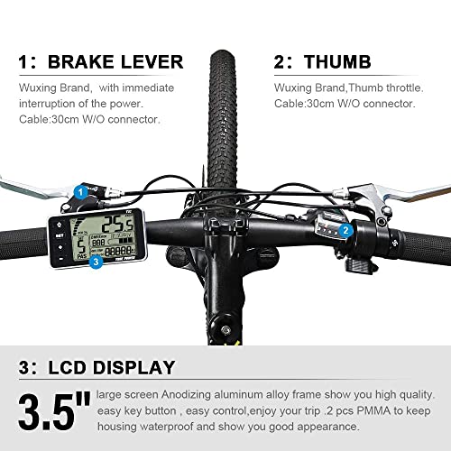 Kit de conversión para bicicleta eléctrica de 26", motor trasero de 26 pulgadas, E-Bike juego completo de 36 V 350 W solo para corona de rosca, sin corona de rosca con batería Hailong de 36 V 12,5 Ah