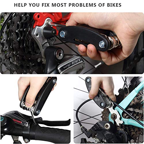 Kit de Herramientas para Bicicleta,16 en 1 Multiherramienta Bicicleta,Multiherramienta Bicicleta con Parches,Herramienta de Reparación de Bicicletas,Bolsa Herramientas Bicicleta Multiusos Portátil