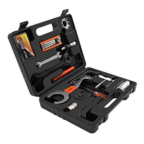 Kit de herramientas para mecánico de bicicletas, QKURT Kit de herramientas de reparación de mecánico de ciclismo con estuche rígido para bicicleta de montaña Bicicleta de carretera