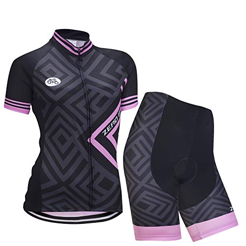 Kit de Manga Corta Jersey de Ciclo Bici del Camino para Mujer, Conjunto Ropa Al Aire Libre Transpiración para La Bicicleta(Polvo de Diamant, M)