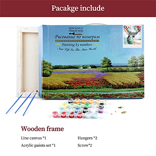 Kit de pintura al óleo por números para niños y adultos principiantes, incluye pinceles y pigmentos acrílicos, decoración de hogar-Ciervo arcoiris 40x50cm