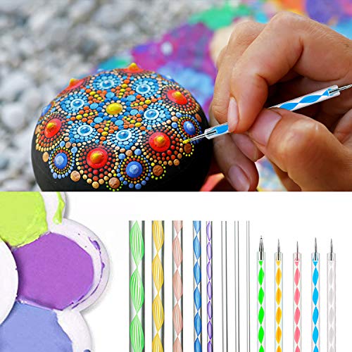 Kit de Pintura Mandala，ZWOOS 40 Herramientas de Pintura de Mandala con Plantilla Mandala, Varillas Acrílicas y Doble Cara Dotting Herramientas para Pintura en Roca, Manualidades, arte de uñas, etc