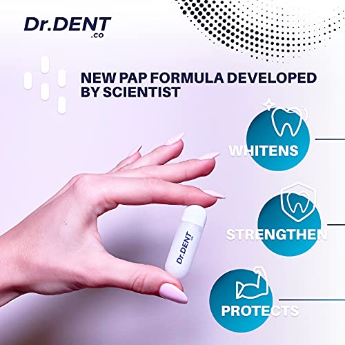 Kit profesional de blanqueamiento dental por LEDs DrDent - Fórmula sin sensibilidad - 8 cápsulas de gel blanqueador de 33,6 ml - Ayuda a eliminar las manchas - Incluye bandeja bucal y guía de colores