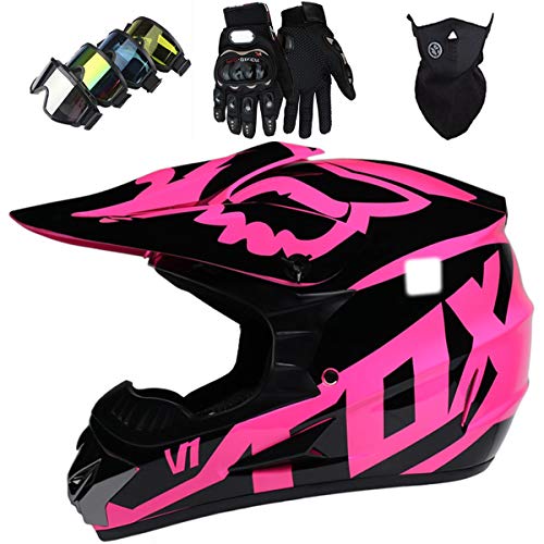 Motos, accesorios y piezas Casco Motocicleta niños Casco de Motocross con Gafas Protectoras Adecuado para Hombres y Mujeres o niños Casco Cruzado de Motocicleta para niños Guantes, máscara,