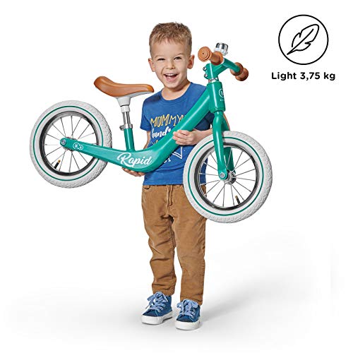 kk Kinderkraft Bicicleta sin Pedales RAPID, Sólida, Ajustable, Retro, Verde