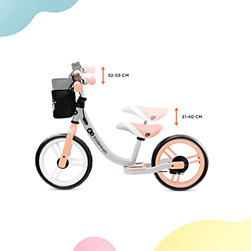 kk Kinderkraft Bicicleta sin Pedales SPACE, Sillín Ajustable, con Freno, Melocotón
