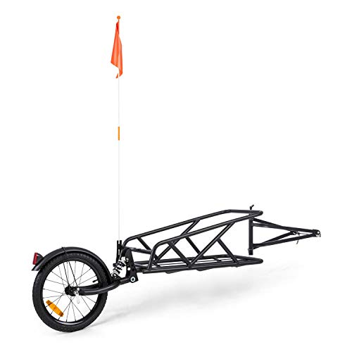 Klarfit Follower - Remolque para bicicleta, Superficie de carga: 35,5 x 25,5 x 65 cm, Carga máx. 35 kg, Estructura de acero, 1 rueda, Rueda de 16 pulgadas, Amortiguación dinámica, Reflectores, Negro