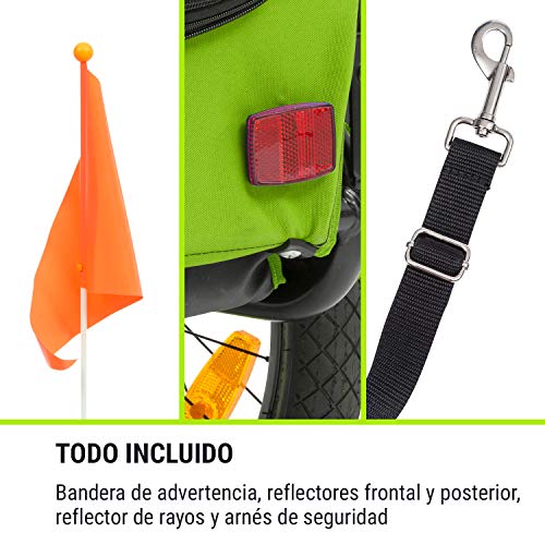 Klarfit Husky carrito para perros - carro para perros, 250 litros, material: 600D Oxford Canvas, SmartSpace Concept, carga máx. 45 kg, bastidor de acero, recubrimiento de polvo, cochecito perro, verde