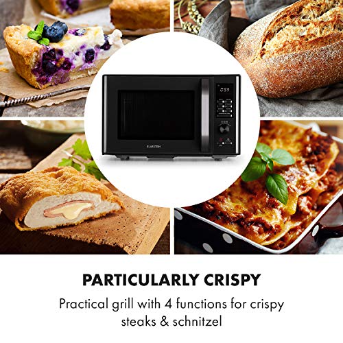 Klarstein Aero Wave - Microondas 3 en 1, Freidora de aire caliente, Grill, Potencias 1450 W / 1100 W (Grill) / 2500 W (ventilación), Programable hasta 95 min, Indicador LED, Descongelador, Negro