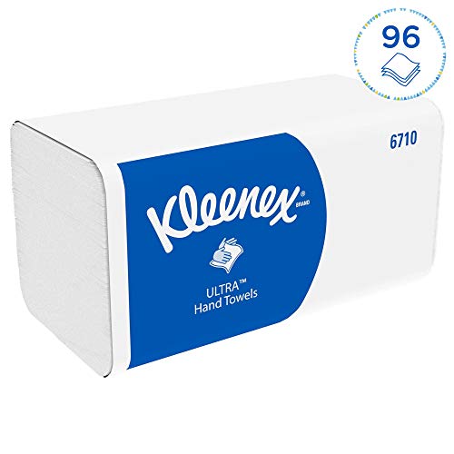 Kleenex 06710100 Ultra 6710 Toallas de Manos Plegadas, 15 Paquetes de 96 Hojas, 3 Capas, Tecnología Airflex, Color: Blanco