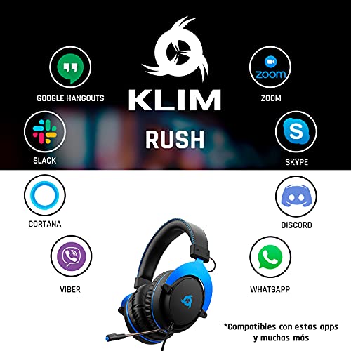 KLIM Rush - Auriculares Gaming + Diadema cómoda y Ajustable + Cascos con micrófono + Clavija Jack de 3,5 mm + NUEVOS 2022