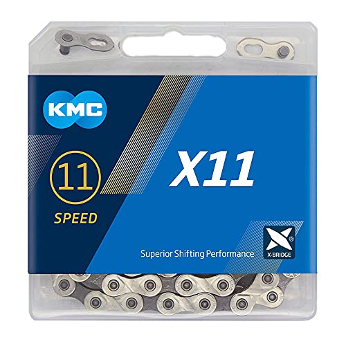 KMC Cadena Unisex X11 de 11 velocidades, Plateada/Gris, 114 eslabones