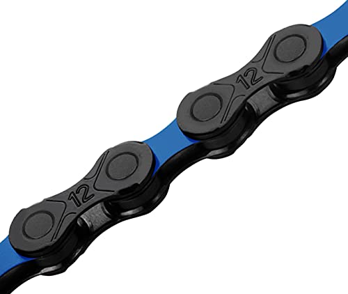 KMC DLC 12 Chain Black/Blue Cadena, Unisex, Negro y Azul, 1/2” x 11/128”