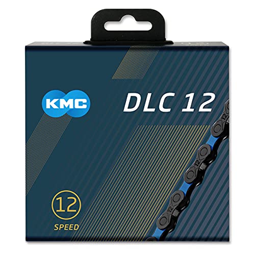 KMC DLC 12 Chain Black/Blue Cadena, Unisex, Negro y Azul, 1/2” x 11/128”