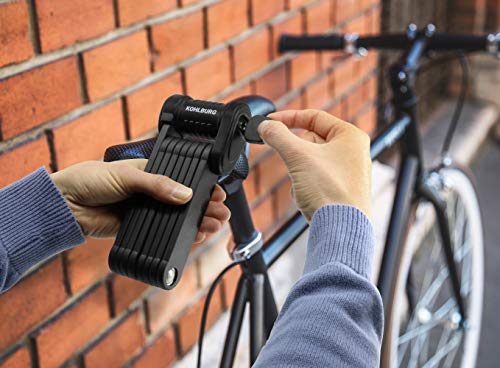 KOHLBURG candado Plegable de Seguridad - Cerradura de Bicicleta de 89 cm - Cierre Plegable Muy Seguro de Acero Especial endurecido - Candado con Soporte para Bicicleta eléctrica y Bicicleta