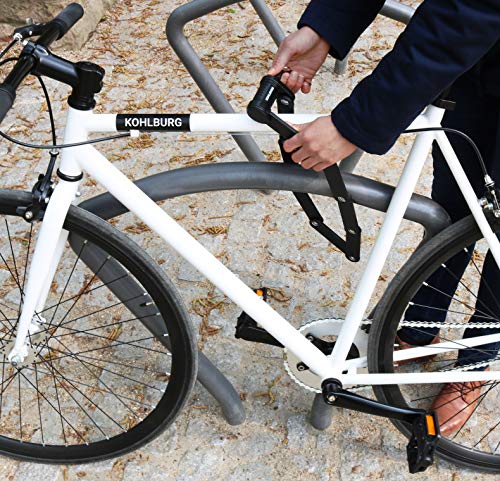KOHLBURG candado Plegable de Seguridad - Cerradura de Bicicleta de 89 cm - Cierre Plegable Muy Seguro de Acero Especial endurecido - Candado con Soporte para Bicicleta eléctrica y Bicicleta
