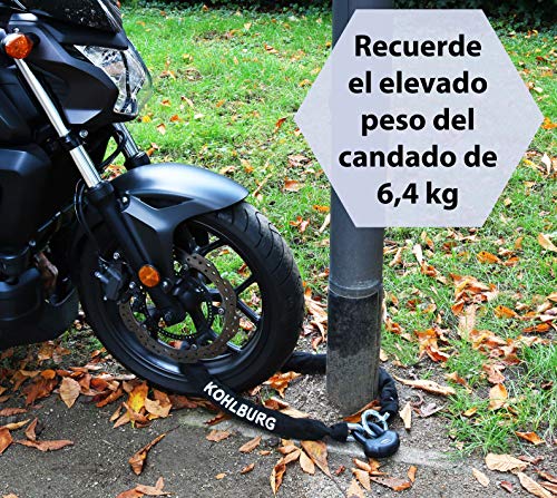 KOHLBURG sólido candado para Motocicleta con Cadena de Acero Especial de 13mm y 140cm de Longitud - con el máximo Nivel de Seguridad 10 sobre 10 - para Motocicleta y Bicicleta eléctrica