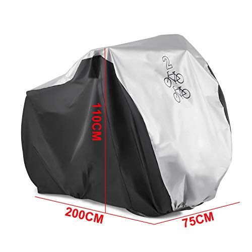 KOKOMALL Funda De Bici Impermeable Cubierta De Bicicleta Bloqueable Ligero Apto para Dos Bicicletas 200 x 75 x 110 CM