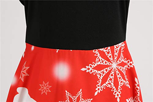 Komodo Mujer Vintage Manga Larga Una Línea Navidad Impreso 1950s 60s Ama de Casa Noche Cóctel Swing Party Retro Rockabilly Prom Vestido hasta la Rodilla con Lazo