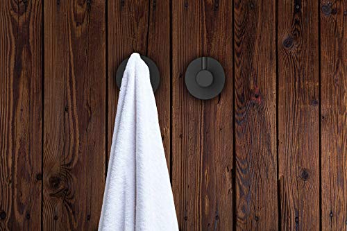 Kon-fort Home Colgador toalla gris con tornillo. Juego 2 accesorios baño diseño acero inoxidable gris grafito, para colgar toallas, albornoces, sombreros. Perchas de pared resistentes antracita mate.