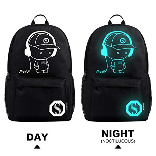 Kono Anime Luminosa Mochila Escolar Equipaje Infantil Mochila Impermeable Funcional para Portátil con Ruedas Giratorias 30L (Negro)