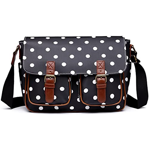 Kono Bolsa de mensajero de los niños y niñas Bolso bandolera para mujer hombres de Satchel portátil ligero de crossbody bolsa para la escuela (Negro)