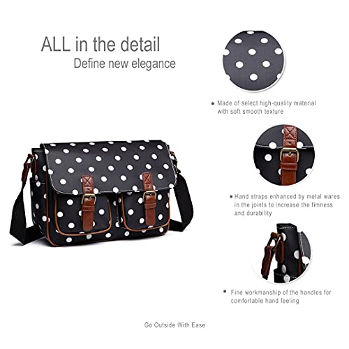 Kono Bolsa de mensajero de los niños y niñas Bolso bandolera para mujer hombres de Satchel portátil ligero de crossbody bolsa para la escuela (Negro)