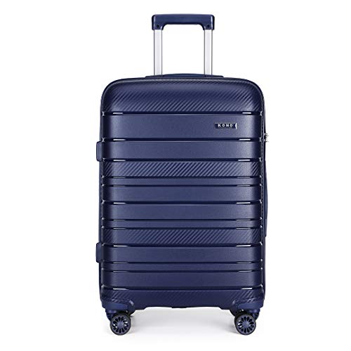 Kono Equipaje Grande Ligero con Ruedas giratorias y Cerradura TSA, Maletas Cremallera YKK,Estuche rígido de Trolley de Viaje (Azul Marino)