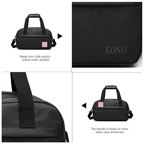 Kono Holdall Cabina Equipaje Bolsa de viaje debajo del asiento Bolsa de vuelo con correa para el hombro Bolsa de equipaje de mano Unisex (Negro)