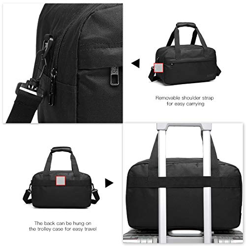 Kono Holdall Cabina Equipaje Bolsa de viaje debajo del asiento Bolsa de vuelo con correa para el hombro Bolsa de equipaje de mano Unisex (Negro)