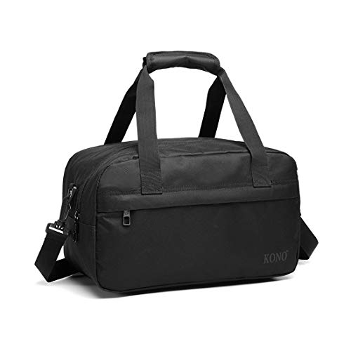 Kono Holdall Cabina Equipaje Bolsa de viaje debajo del asiento Bolsa de vuelo con correa para el hombro Bolsa de equipaje de mano Unisex (Negro)